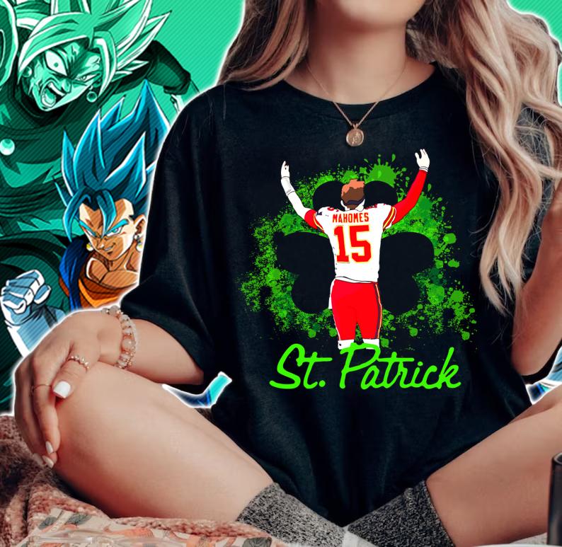 15 Patrick Mahomes St. Patrick’s day Kansas City Chiefs t-shirt woman shirt