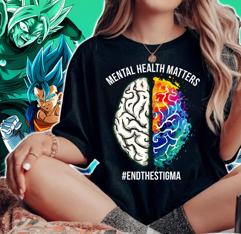 Colorful Brain Mental Health Matters #endthestigma t-shirt woman shirt