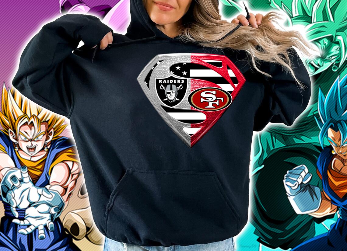 Oakland Raiders And San Francisco 49ers Superman Logo t-shirt hoodie