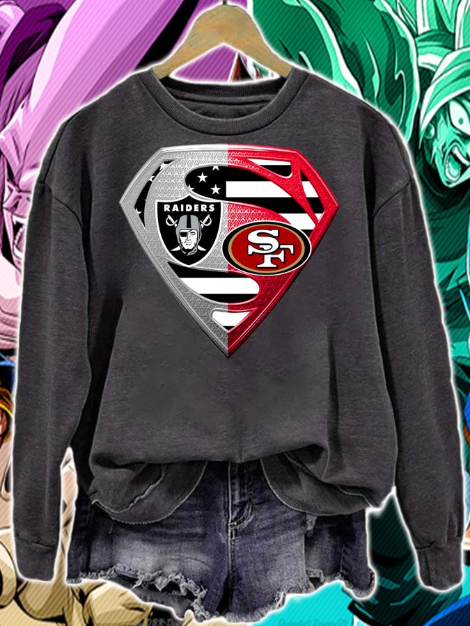 Oakland Raiders And San Francisco 49ers Superman Logo t-shirt sweatshirt