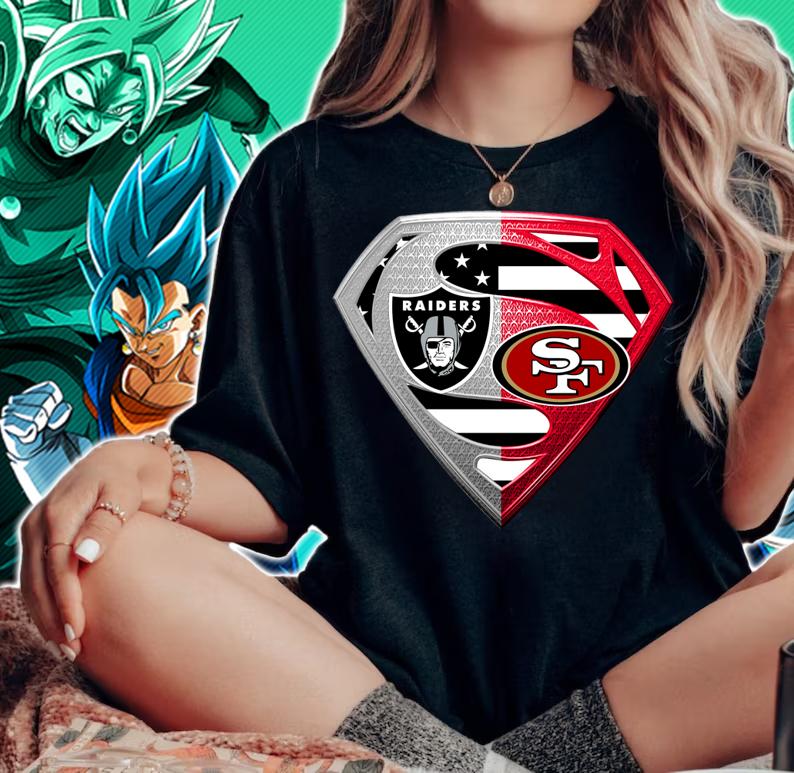 Oakland Raiders And San Francisco 49ers Superman Logo t-shirt woman shirt