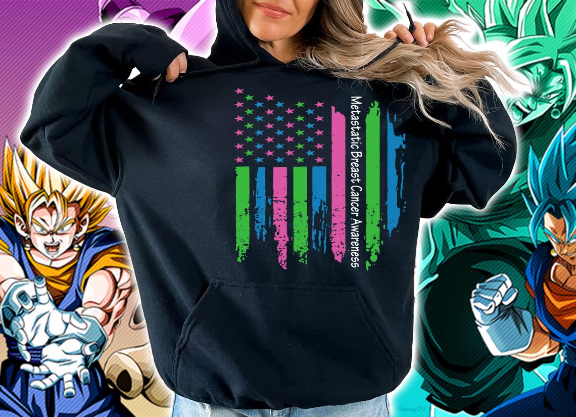 USA Flag Ribbon Metastatic Breast Cancer Awareness t-shirt hoodie