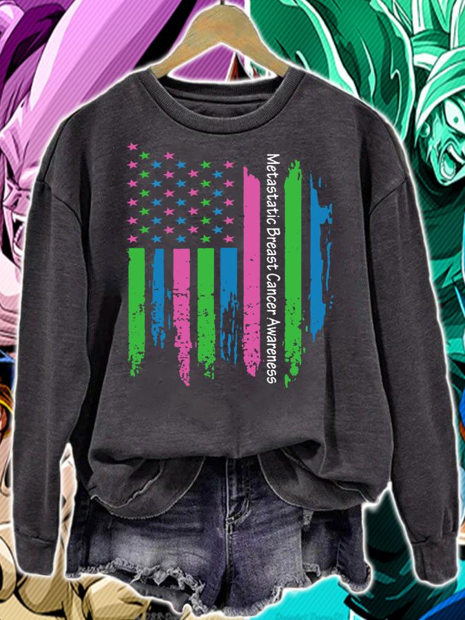 USA Flag Ribbon Metastatic Breast Cancer Awareness t-shirt sweatshirt
