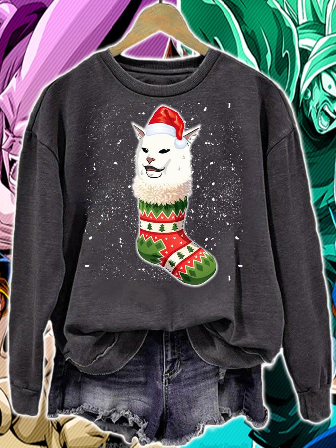 Christmas socks Woman Yelling Cat Meme t-shirt sweatshirt