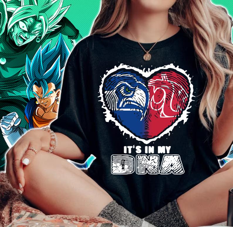 Logo Seattle Seahawks And Washington State Cougars It’s In My DNA t-shirt woman shirt