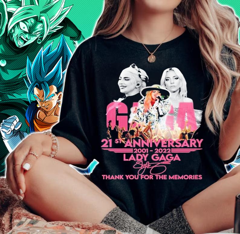 21st anniversary 2001 2022 Lady Gaga thank you for the memories shirt t-shirt woman shirt