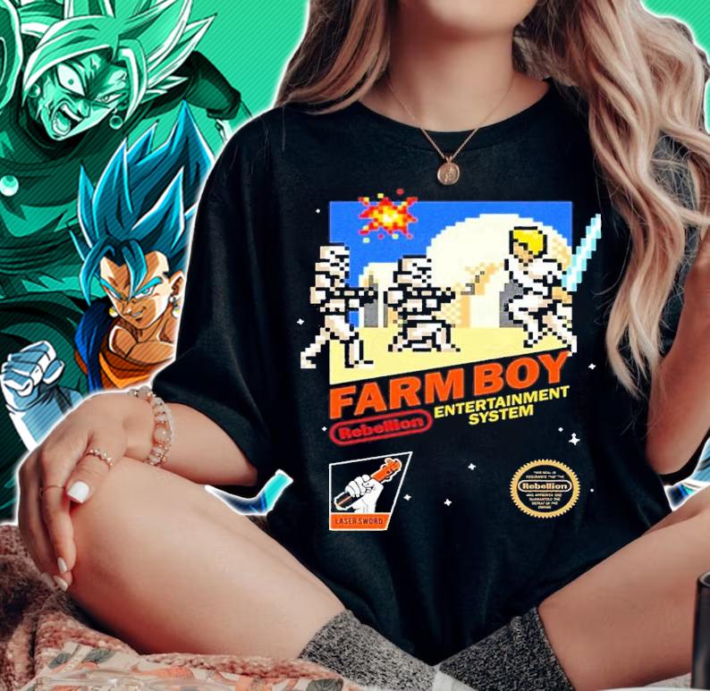 8 Bit Farm Boy shirt t-shirt woman shirt