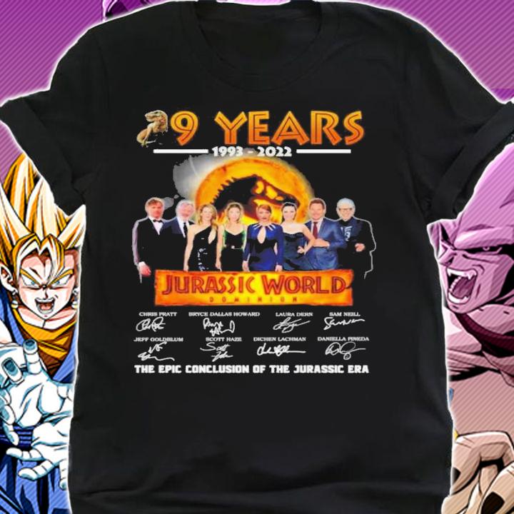 29 Years Jurassic World 1993-2022 Signatures The Epic Conclusion Of The Jurassic Era Shirt t-shirt shirt