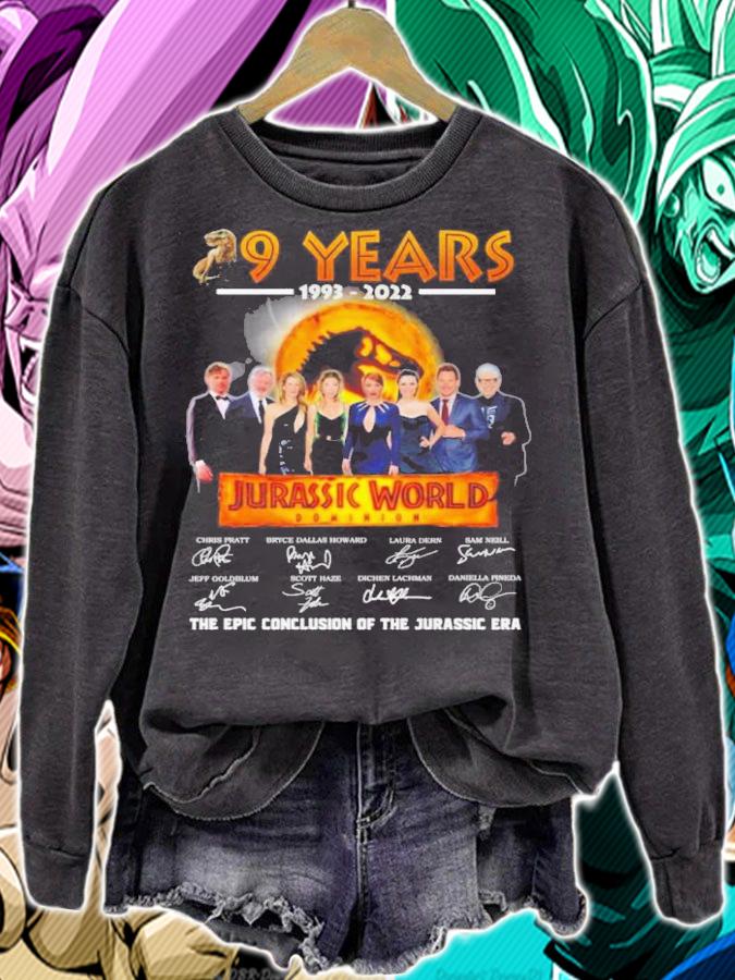 29 Years Jurassic World 1993-2022 Signatures The Epic Conclusion Of The Jurassic Era Shirt t-shirt sweatshirt