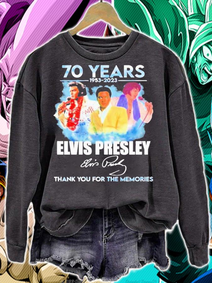 70 Years 1953-2023 Elvis Presley Signature Thank You For The Memories t-shirt sweatshirt