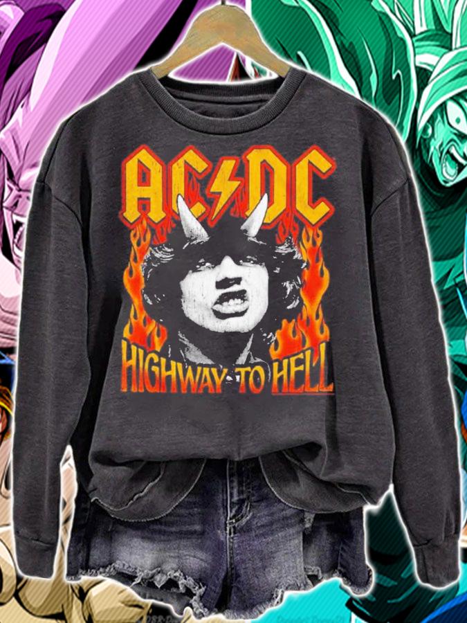 AC DC Highway To Hell Fire Distressed Shirt t-shirt sweatshirt