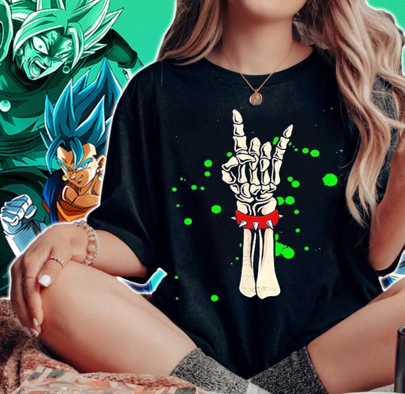 Rocker Skeleton Hand Rock Halloween shirt t-shirt woman shirt