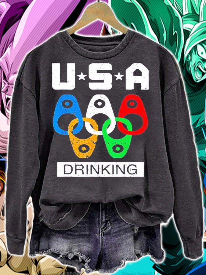 USA Drinking Team American Flag Drinking Beer Lover shirt t-shirt sweatshirt