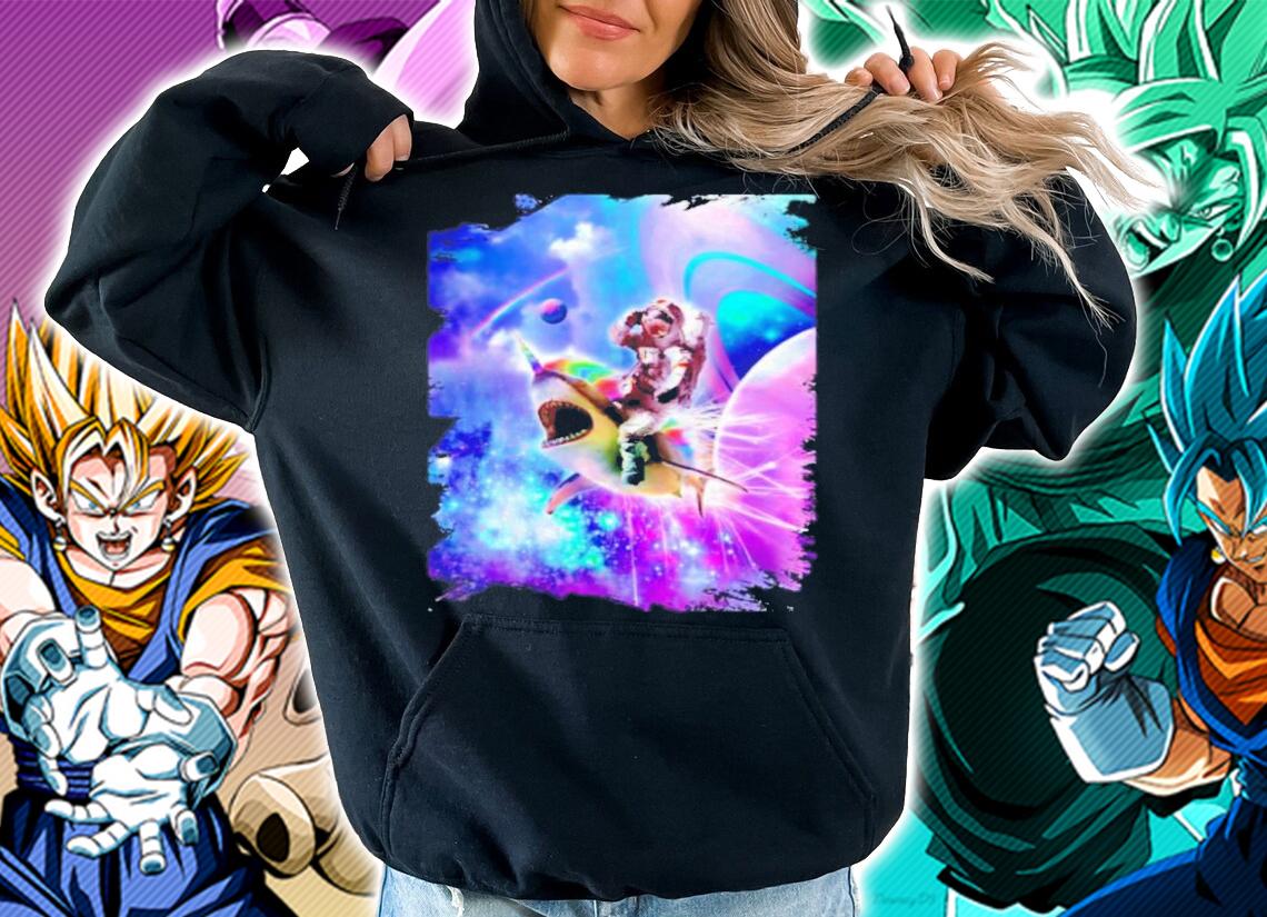 Galaxy Astronaut Cat Riding Rainbow Shark Unicorn Shirt t-shirt hoodie