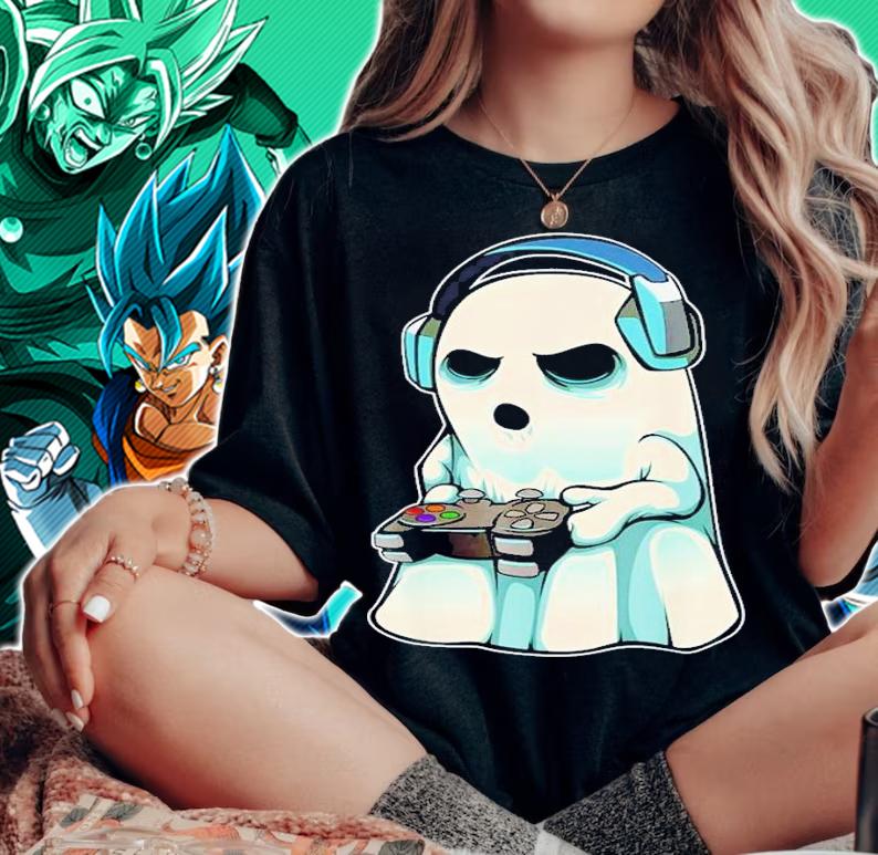 Gamer Ghost Lazy Halloween Costume Cool Video-Game Gaming T-Shirt t-shirt woman shirt