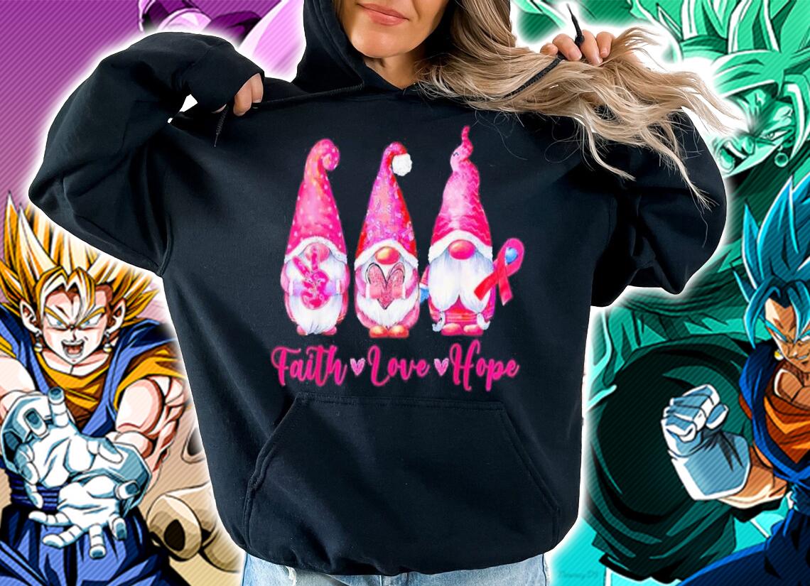 Gnomes Pink Warrior Faith Hope Love Breast Cancer Awareness Shirt t-shirt hoodie