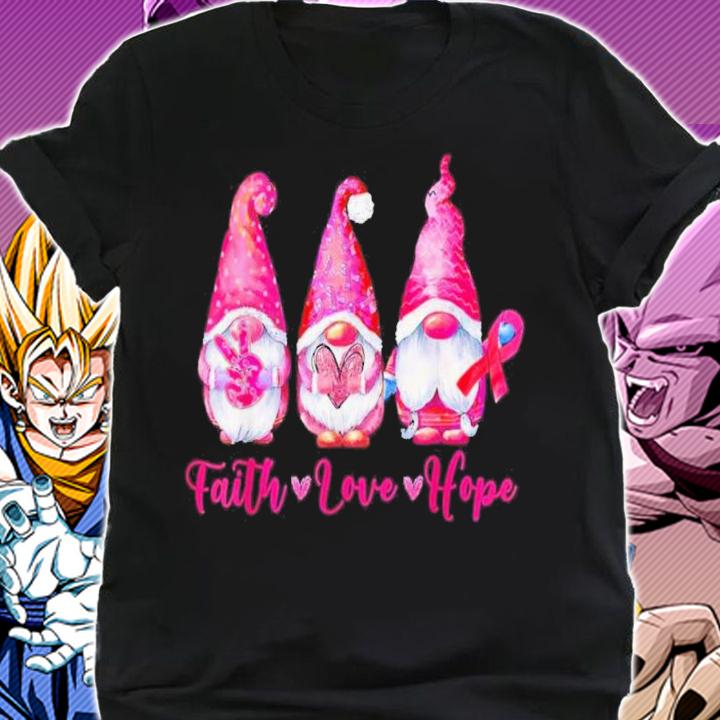 Gnomes Pink Warrior Faith Hope Love Breast Cancer Awareness Shirt t-shirt shirt