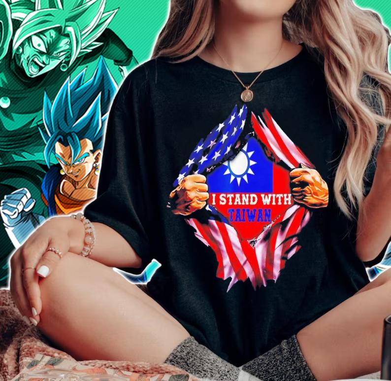 I Stand With Taiwan Flag American Flag Support Taiwan T-Shirt t-shirt woman shirt