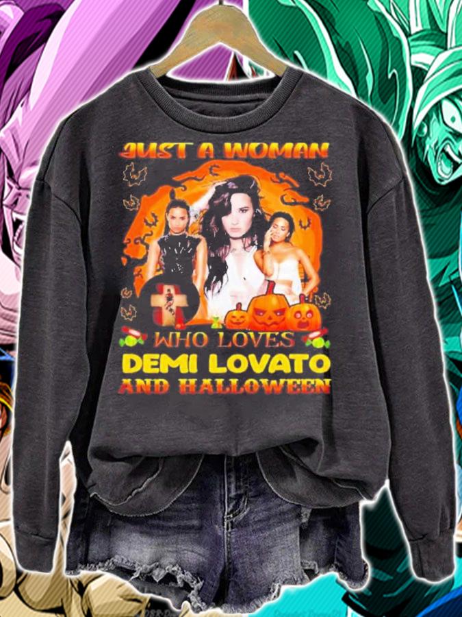 Just A Woman Who Loves Demi Lovato And Halloween Shirt t-shirt sweatshirt