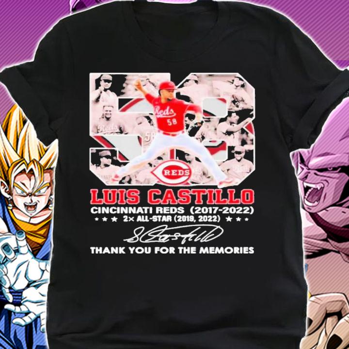 Luis Castillo 58 Cincinnati Reds 2017-2022 2X All-Star Thank You For The Memories Signature Shirt t-shirt shirt