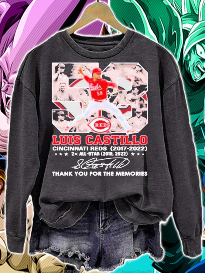 Luis Castillo 58 Cincinnati Reds 2017-2022 2X All-Star Thank You For The Memories Signature Shirt t-shirt sweatshirt