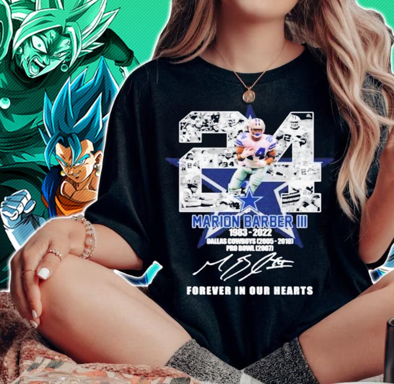 Marion Barber 24 III 1983-2022 Dallas Cowboys Signatures Forever In Our Hearts Shirt t-shirt woman shirt