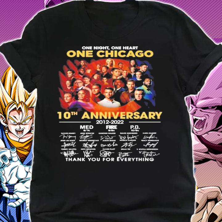 One Night One Heart One Chicago 10th Anniversary 2012-2022 Signatures Thank You For Everything T-Shirt t-shirt shirt