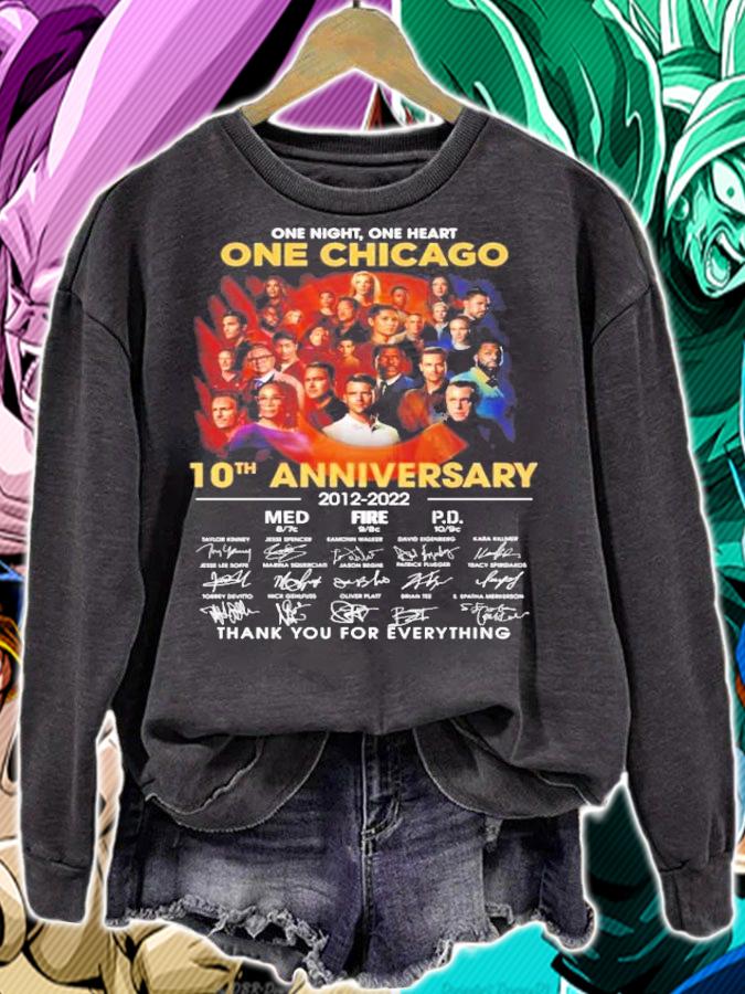One Night One Heart One Chicago 10th Anniversary 2012-2022 Signatures Thank You For Everything T-Shirt t-shirt sweatshirt