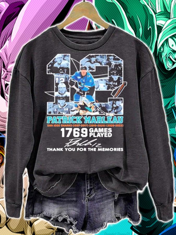 Patrick Marleau 12 San Jose Sharks 1769 Games Played Signature Thank You T-Shirt t-shirt sweatshirt