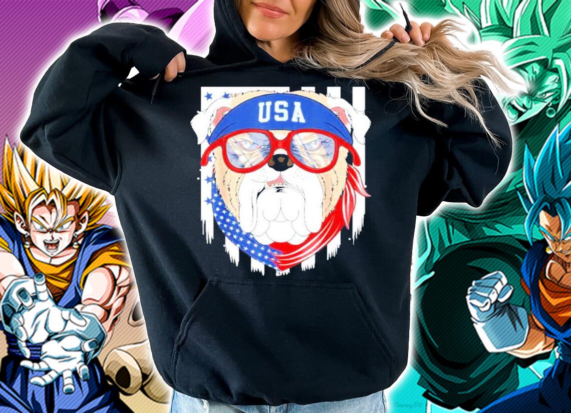 Patriotic USA 4th July Bulldog Bull Dog US Flag Sunglasses Shirt t-shirt hoodie