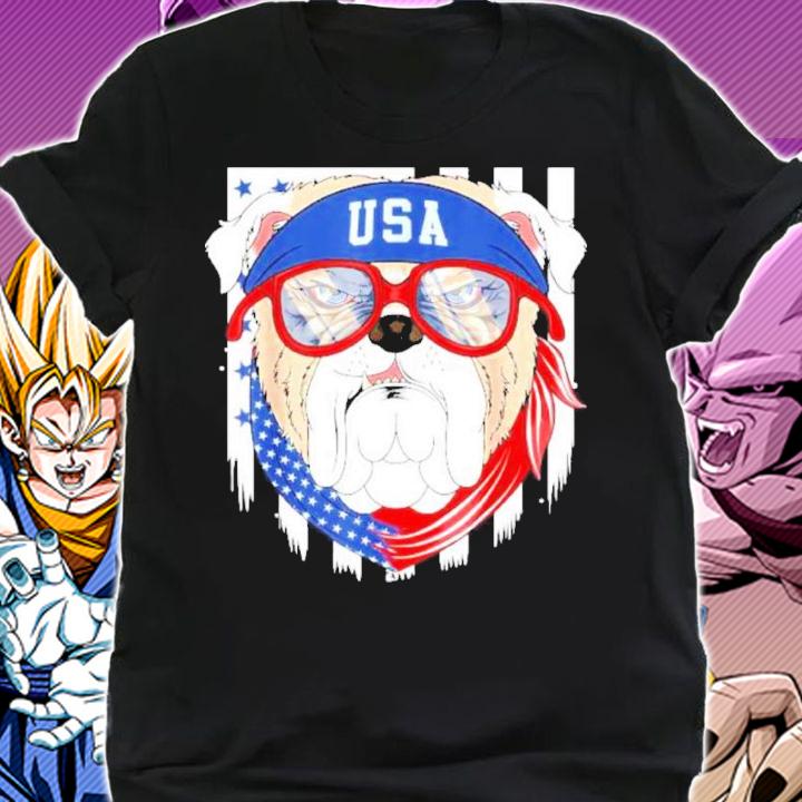 Patriotic USA 4th July Bulldog Bull Dog US Flag Sunglasses Shirt t-shirt shirt