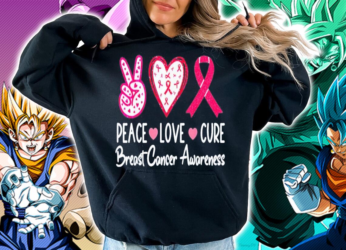 Peace Love Cure Pink Ribbon Cancer Breast Awareness T-Shirt t-shirt hoodie