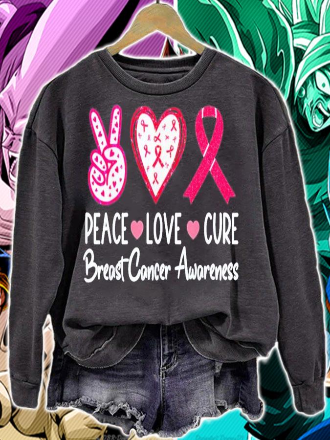 Peace Love Cure Pink Ribbon Cancer Breast Awareness T-Shirt t-shirt sweatshirt