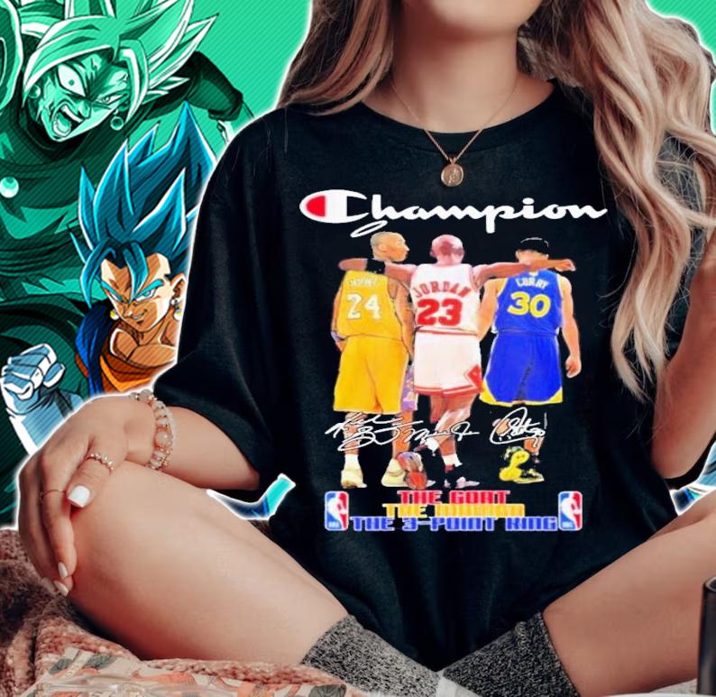 NBA Players The Goat The Mamba And The 3-Point King Champion Signatures t-shirt woman shirt