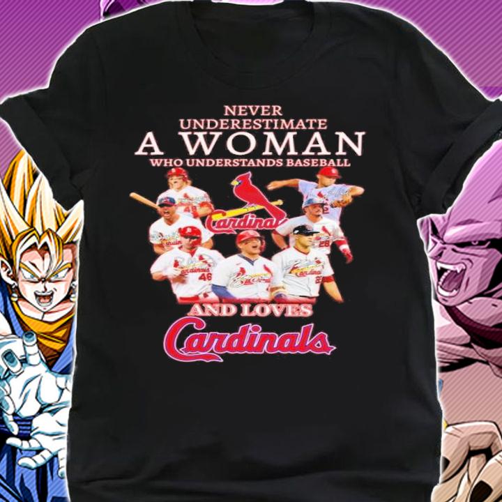 Never Underestimate A Woman Who Understand Baseball And Loves Cardinals Signatures t-shirt shirt