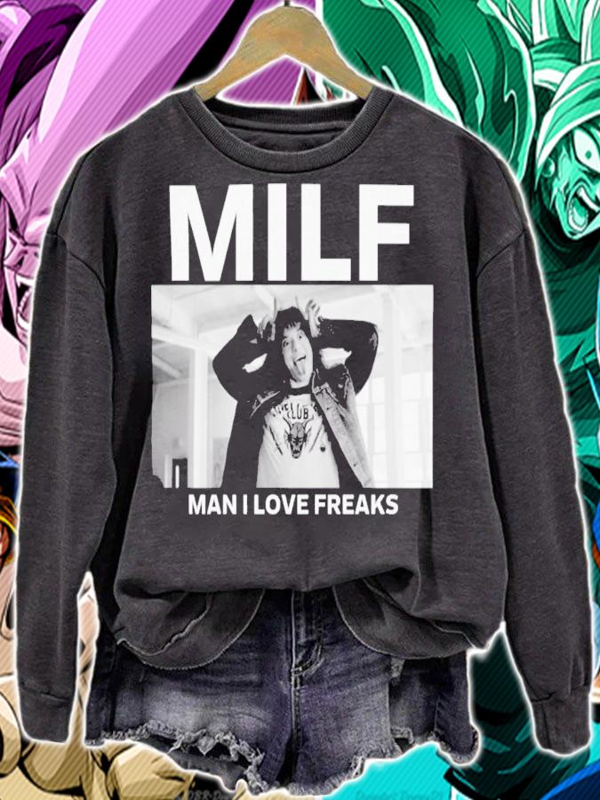 Stranger Things' Eddie Munson Milf Man I Love Freaks T-Shirt t-shirt sweatshirt