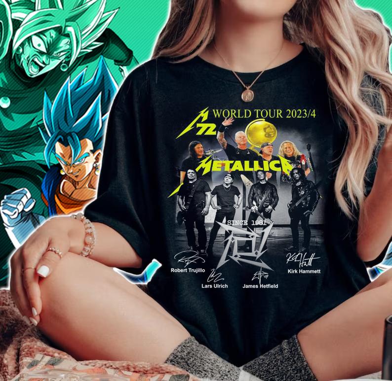 Metallica 72 Seasons World Tour 2023 2024 Metallica Since 1981 Signatures t-shirt woman shirt