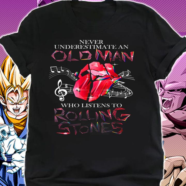 Never Underestimate An Old Man Who Listens To The Rolling Stones Lips t-shirt shirt