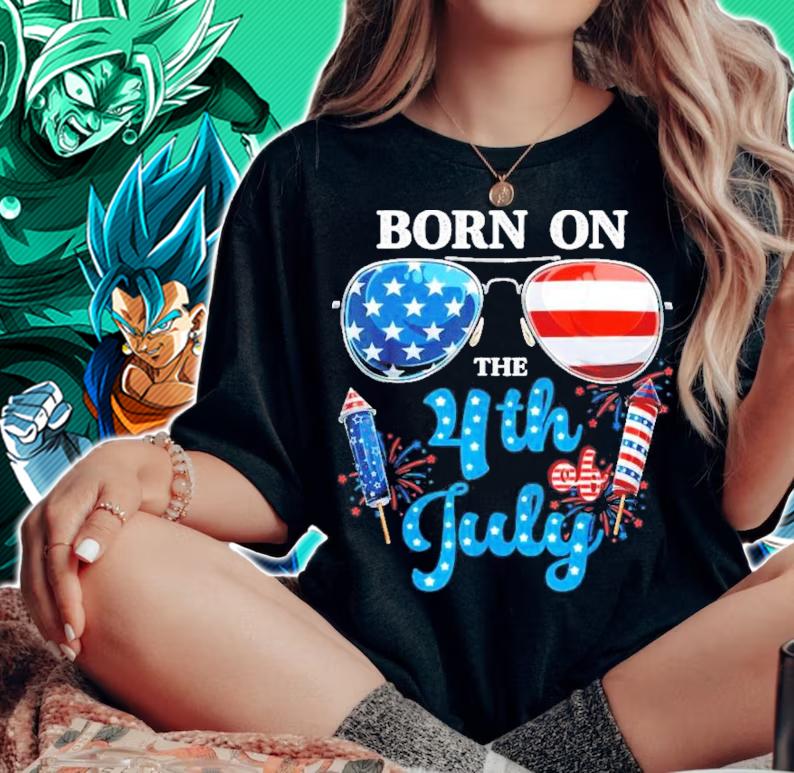 Sunglasses Born On The 4th Of July Firework 2022 T-Shirt t-shirt woman shirt