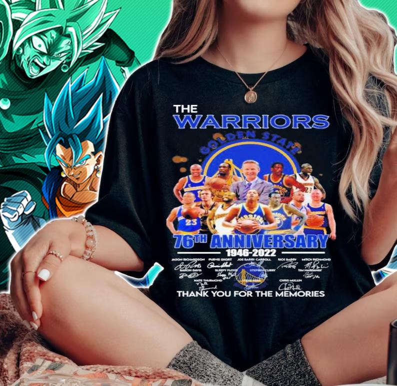 The Warriors Golden State 76th Anniversary 1946-2022 Signatures Thank You For The Memories Shirt t-shirt woman shirt