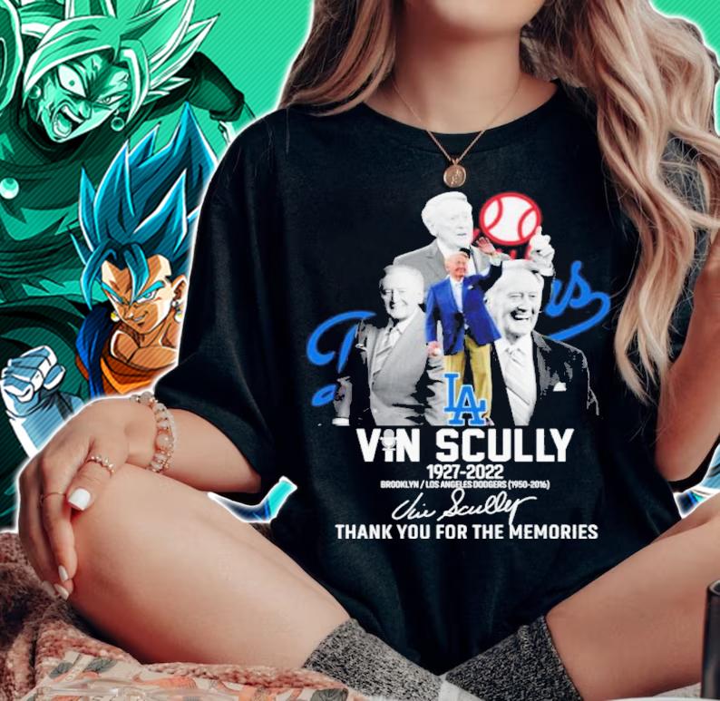 Vin Scully 1927-2022 Brooklyn Los Angeles Dodgers 1950-2016 Signatures Thank You For The Memories Shirt t-shirt woman shirt