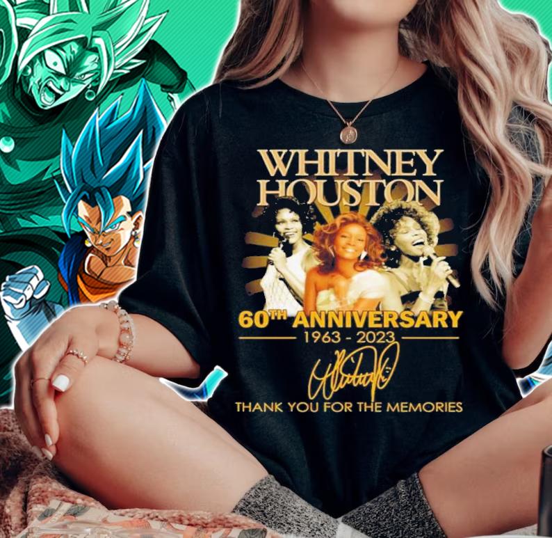 Whitney Houston 60th Anniversary 1963-2023 Signatures Thank You For The Memories Shirt t-shirt woman shirt