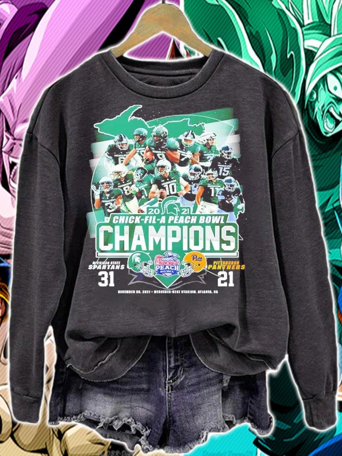 2021 Chick-fil-a Peach Bowl Champions Michigan State Spartans 31 21 Pittsburgh Panthers Shirt t-shirt sweatshirt