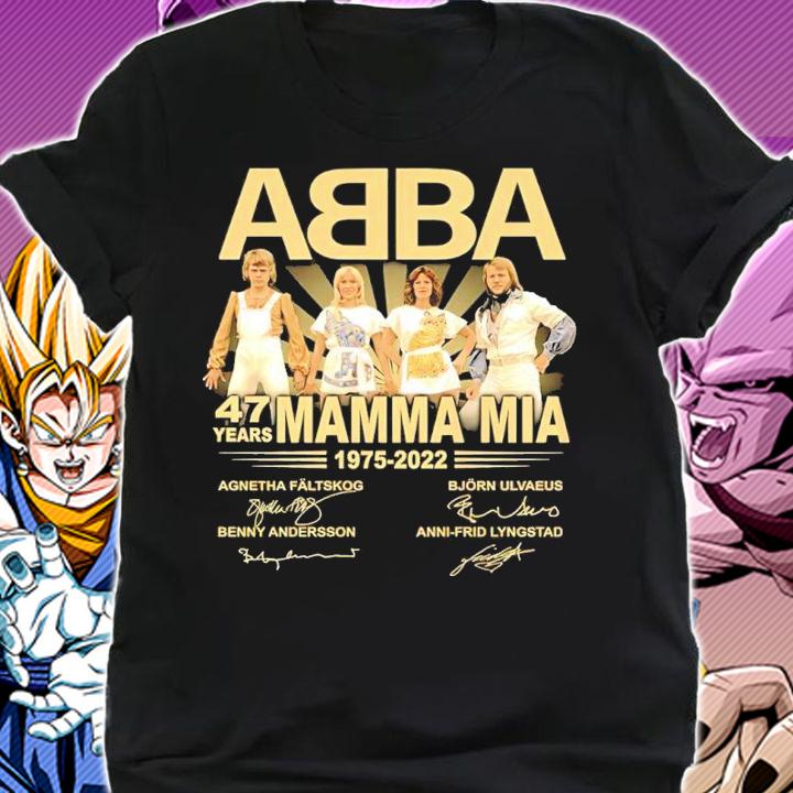 Abba 47 years Mamma Mia 1975-2022 signatures shirt t-shirt shirt