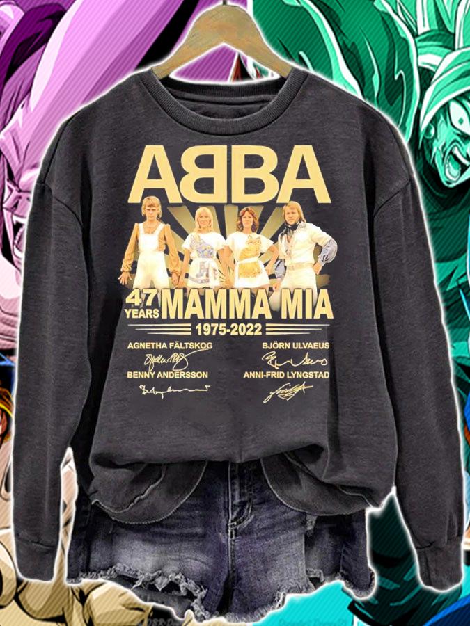 Abba 47 years Mamma Mia 1975-2022 signatures shirt t-shirt sweatshirt