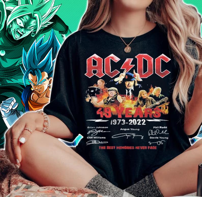ACDC 49 Years 1973-2022 Signatures The Best Memories Never Fade Shirt t-shirt woman shirt