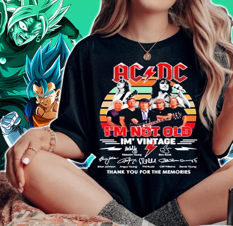ACDC I'm Not Old I'm Vintage Signatures Thank You For The Memories Shirt t-shirt woman shirt