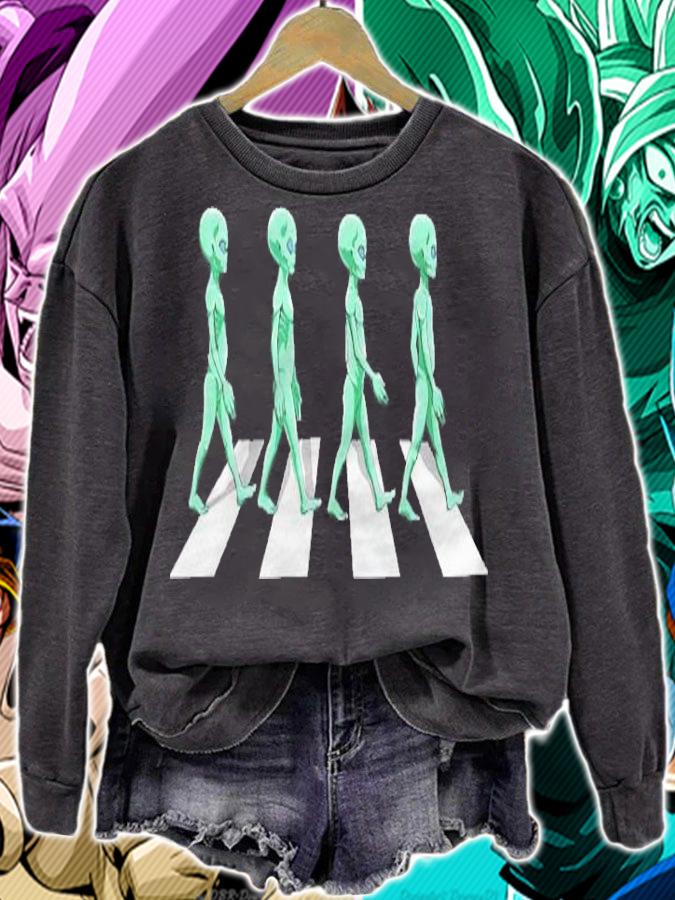Aliens Crossing Road Alien Walking Ufo Crossing Road Shirt t-shirt sweatshirt