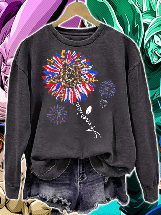 America Sunflower Flag Leopard Tie Dye Patriotic 4th Of July T-Shirt t-shirt sweatshirt