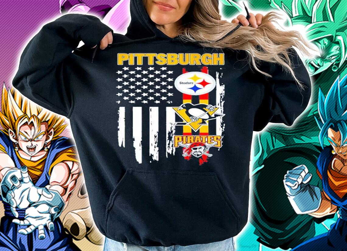 American Flag Pittsburgh Pittsburgh Steelers Penguins And Pittsburgh Pirates Shirt t-shirt hoodie